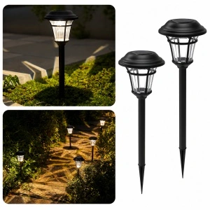 Set 6 Lampi Solare de gradina, awwaline, negru, Senzor de lumina, IP65 impermeabil, lumina LED calda, 3000K - Img 5