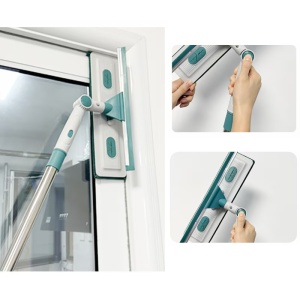 Stergator geamuri telescopic cu 2 lavete microfibra, awwaline, maner reglabil, rotativ 180°, 1 - 1.7m x 0.3m - Img 3