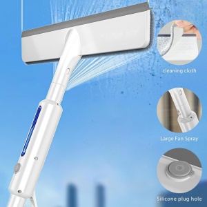 Stergator pentru geamuri cu pulverizator si inaltime reglabila, awwaline, alb, 2 lavete microfibra, 30 cm x 150 cm - Img 5