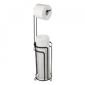 Suport hartie igienica cu depozitare, awwaline, negru, metal, 15 x 65 cm - Img 2