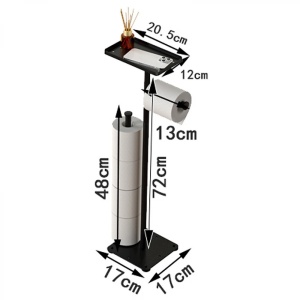 Suport hartie igienica cu depozitare, awwaline, negru, metal, 17 x 72 cm, 2 spatii de depozitare hartie - Img 5