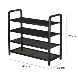 Suport metalic pentru incaltaminte cu 4 etaje, awwaline, negru, 80 x 28 x 75 cm - Img 6