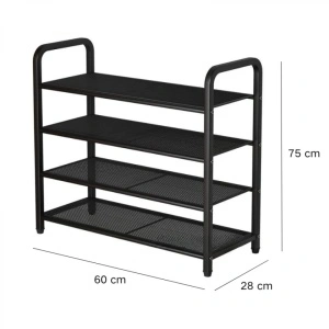 Suport metalic pentru incaltaminte cu 4 etaje, awwaline, negru, 80 x 28 x 75 cm - Img 6