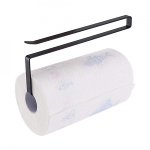 Suport rola de hartie pentru bucatarie, awwaline®, negru/alb, pentru usa dulap sau etajera