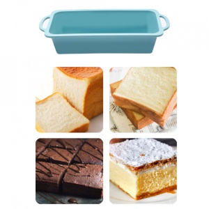 Tava copt silicon, awwaline®, turcoaz, 27 x 14 x 6.5 cm, pentru chec, paine, cozonac, manere intarite - Img 1