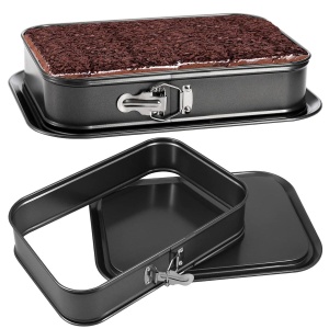 Tava de copt prajituri cu baza detasabila, awwaline, otel carbon, gri, dreptunghiulara, 29 x 19 x 4.5 cm, non stick, usor de curatat