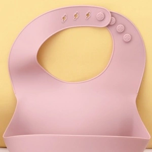 Baveta din silicon cu buzunar, awwaline, roz, BPA free, inchidere ajustabila, buzunar colector larg - Img 2