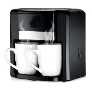 Cafetiera cu 2 cani din ceramica, Ackiliss, neagra, putere 1000W, filtru detasabil, 420 ml, oprire automata, ciclu dublu de preparare - Img 3