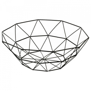 Cos de fructe, awwaline, Model cu Triunghiuri, Metal, Negru, 9x26cm - Img 2