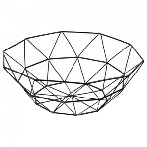 Cos de fructe, awwaline, Model cu Triunghiuri, Metal, Negru, 9x26cm - Img 2
