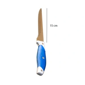 Cutit de bucatarie otel inoxidabil, awwaline, lama 15 cm, pentru Dezosat, Albastru, Maner Antialunecare - Img 5