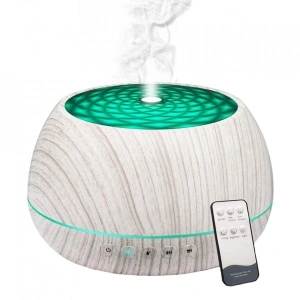 Difuzor aromaterapie pentru uleiuri esentiale, awwaline, cu ultrasunete, 1000 ml, timer, 7 culori LED, telecomanda, inchidere automata, White Wood
