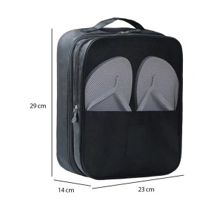 Geanta organizator pentru incaltaminte, awwaline, negru, 23 x 29 x 14 cm, cu fermoar, ideala pentru transport incaltaminte, spatiu depozitare pentru 3 perechi - Img 4