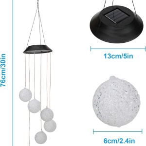 Lampa solara LED tip clopotei de vant, awwaline, multicolor, 6 globuri, impermeabil, incarcare solara - Img 8
