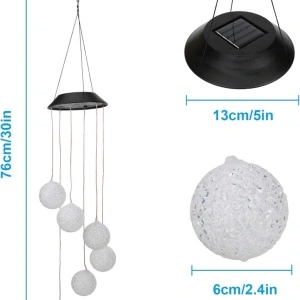 Lampa solara LED tip clopotei de vant, awwaline, multicolor, 6 globuri, impermeabil, incarcare solara - Img 8