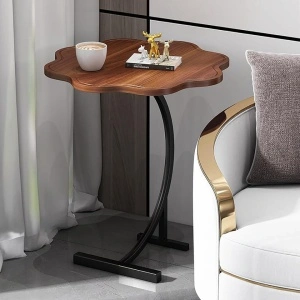 Masuta cafea forma floare, awwaline, lemn, maro, 39 x 39 x 60 cm - Img 2