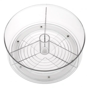 Organizator rotativ tip tava pentru frigider sau dulap, awwaline, transparenta, suprafata antialunecare, rotatie 360 grade, 23 x 23 x 7 cm - Img 2