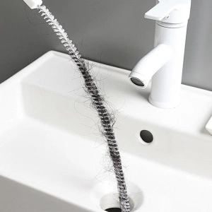 Perie desfundare scurgere, awwaline, alba, plastic si sarma, reutilizabila, 60 cm, ideala pentru chiuveta, cada, scoate usor firele de par - Img 3