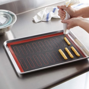 Plansa din silicon pentru copt eclere, awwaline, negru/rosu, 40 x 30 cm, ideala si pentru fursecuri, rulouri, prajituri - Img 4