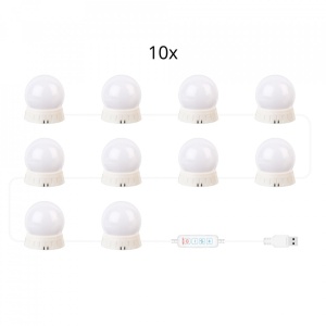 Set 10 becuri LED oglinda make-up, awwaline, intensitate reglabila, stil Hollywood, 3 moduri de iluminare, alimentare USB - Img 2
