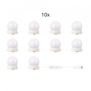 Set 10 becuri LED oglinda make-up, awwaline, intensitate reglabila, stil Hollywood, 3 moduri de iluminare, alimentare USB - Img 2