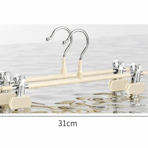 Set 10 umerase cu clips pentru pantaloni, awwaline, crem, otel, 31 x 13 cm - Img 5