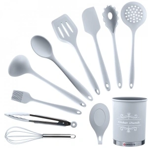 Set 11 ustensile de gatit din silicon, GRI, awwaline, maner rezistent