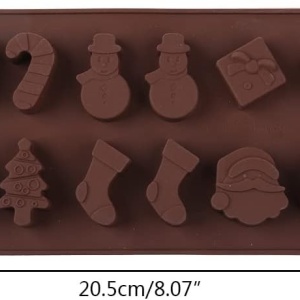 Set 12 forme silicon de Craciun, awwaline, maro, ideale pentru ciocolata, bomboane, turta dulce, produse patiserie - Img 2