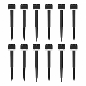 Set 12 Mini Lampi Solare de gradina, awwaline, negru, Senzor de lumina, IP65 impermeabil, lumina LED calda, model patrat
