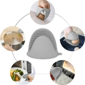 Set 2 manusi protectie pentru cuptor din silicon, awwaline, gri, 10 x 8 cm - Img 3