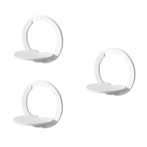 Set 3 etajere de perete rotunde, awwaline, albe, PVC, 29 cm x 29 cm, cu suport depozitare