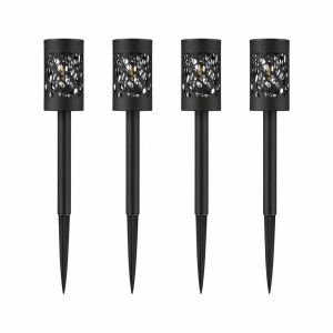 Set 4 Lampi Solare de gradina, awwaline, negru, Senzor de lumina, IP65 impermeabil, lumina LED calda, 3000K, ideale pentru curte, alee