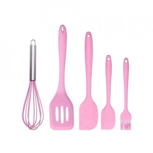 Set 5 ustensile de gatit din silicon, awwaline, roz