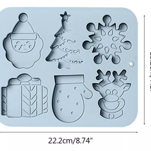 Set 6 forme silicon de Craciun, awwaline, albastru, ideale pentru ciocolata, bomboane, turta dulce, produse patiserie - Img 6