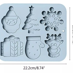 Set 6 forme silicon de Craciun, awwaline, albastru, ideale pentru ciocolata, bomboane, turta dulce, produse patiserie - Img 6