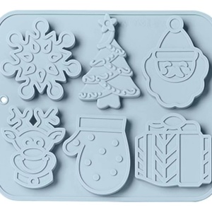 Set 6 forme silicon de Craciun, awwaline, albastru, ideale pentru ciocolata, bomboane, turta dulce, produse patiserie - Img 1