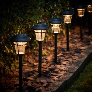 Set 6 Lampi Solare de gradina, awwaline, negru, Senzor de lumina, IP65 impermeabil, lumina LED calda, 3000K - Img 2