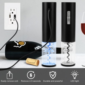 Set tirbuson electric USB si accesoriu taiere sigiliu, awwaline, negru - Img 6