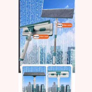 Stergator geamuri telescopic cu 2 lavete microfibra, awwaline, maner reglabil, rotativ 180°, 1 - 1.7m x 0.3m - Img 4