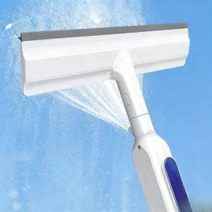 Stergator pentru geamuri cu pulverizator si inaltime reglabila, awwaline, alb, 2 lavete microfibra, 30 cm x 150 cm - Img 2
