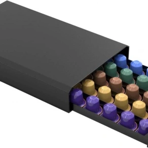 Suport 50 capsule cafea, awwaline, negru, 40x24x6 cm, compatibil Nespresso, Lavazza, Tchibo Cafissimo - Img 2