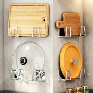 Suport autoadeziv multifunctional pentru bucatarie, awwaline, gri, ideal pentru burete de vase, capace, tocatoare, 5 x 5 cm - Img 6