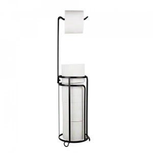 Suport hartie igienica cu depozitare, awwaline, negru, metal, 15 x 65 cm - Img 3