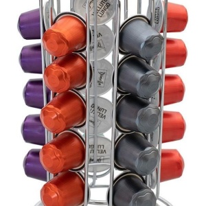 Suport metalic 30 capsule cafea, argintiu, 9.5 x 25 cm, compatibil Nespresso, Lavazza - Img 2