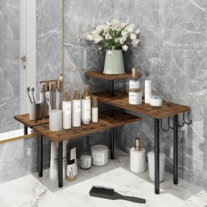 Suport organizator cu 3 nivele, awwaline, lemn, Maro/Negru, rotativ, 66 x 17.5 x 38 cm - Img 8