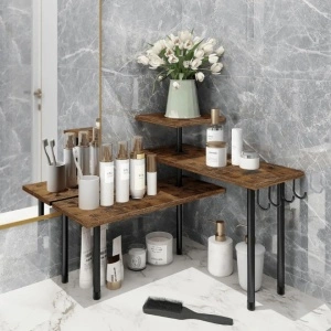 Suport organizator cu 3 nivele, awwaline, lemn, Maro/Negru, rotativ, 66 x 17.5 x 38 cm - Img 8