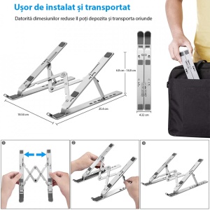 Suport reglabil pentru laptop, Macbook, iPad sau tableta, awwaline®, 7 "-15,6", Aluminiu - Img 5