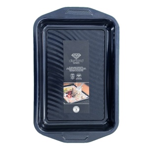 Tava copt dreptunghiulara, awwaline, otel carbon, negru metalizat, 40 x 25 x 5 cm, non stick, usor de curat