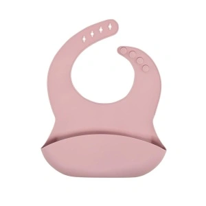 Baveta din silicon cu buzunar, awwaline, roz, BPA free, inchidere ajustabila, buzunar colector larg