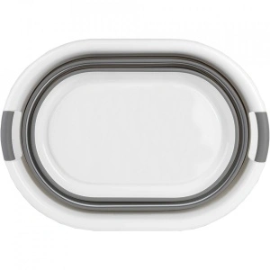 Cos multifunctional pliabil din plastic, awwaline®, alb/gri, ideal pentru rufe, 26 litri - Img 5